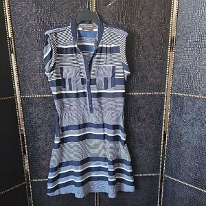 Speed Control Navy & White Striped Sleeveless Polo Mini Dress